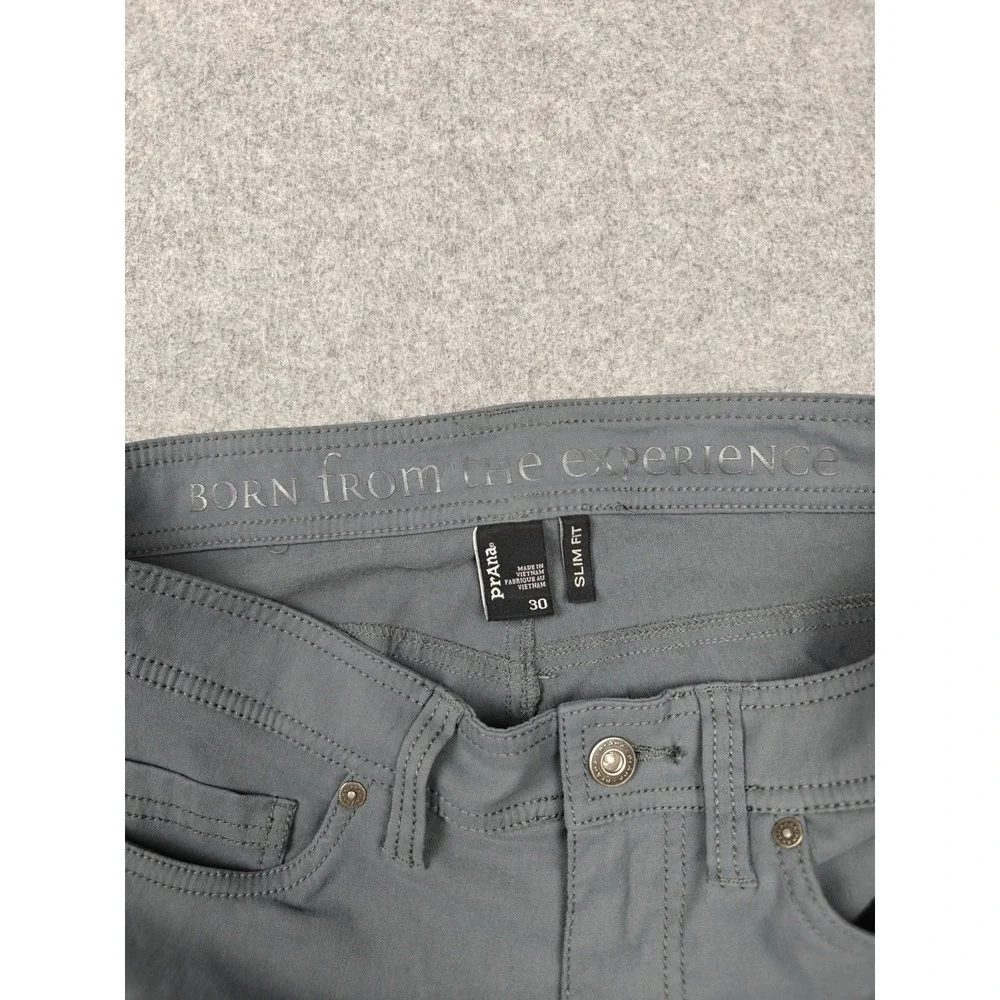 Prana Pants Mens 30x31 Gray Slim Fit Canvas Chino 5 Pocket Casual Travel